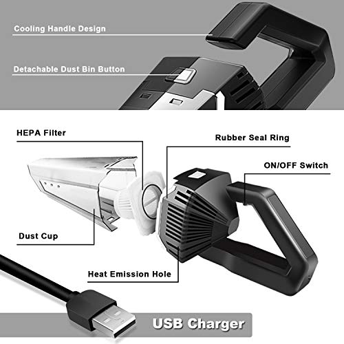 Car Vacuum, Hantun 6000PA Powerful Suction 120W High Power Portable