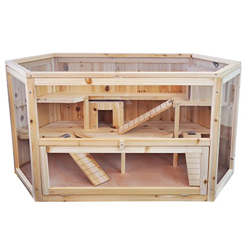 Niteangel Large Wooden Hamster Cage, 45.5 x 23.5 x 23 inches