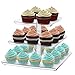 Utenlid Acrylic 3-Tier Square Stacked Party Cake Stand with Borders and Stable Screw-On Pillars - Tiered Cupcake Stand/Cupcake Tower