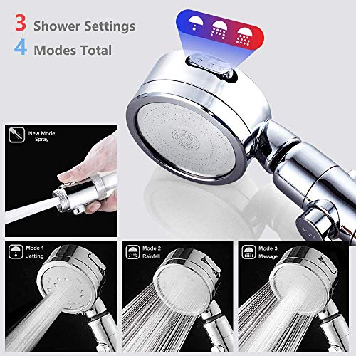 Luxsego High Pressure Shower Head 4Modes Powerful Shower Spray, Hand