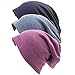 KAEHONYCOCO 3 Pack Unisex Soft Comfy Cotton Beanie Sleep and Chemo Cap Hats for Hairloss, Cancer