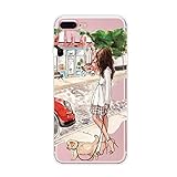 iPhone 7 Plus Case, Axiba Girl Printed Transparent TPU Carring Case Cover for iPhone 7 Plus 5.5 Inch (Style P)