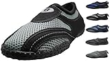 Men's Water Shoes Aqua Slippers Yoga Exercise Socks With Drawstring Closure (11, Black / Gray)