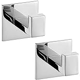 Celbon 2PC SUS304 Stainless Steel Bathroom Self Adhesive Towel Hook Hanger Chrome Finish Coat Hook Robe Hook Hanger Without Drilling Easy Installation … (Self Adhesive, 2PC)