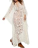 Santwo Fashion Sexy Swimsuit Cover Up Floral Lace Long Beach Dress Beachwear