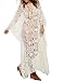 Santwo Fashion Sexy Swimsuit Cover Up Floral Lace Long Beach Dress Beachwear
