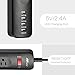 FlePow USB Power Strip with 6 AC Outlets and 4 Smart 5V/2.4A USB Charging Ports, with Built-in 1250W/10A Surge Protector and 6ft Cord, Black