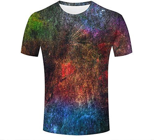 liujinsheng Men's Creative 3D Printed colorful Retro Design Graphics Summer Casual T Shirt Unisex Couple Tees Top Short Sleeve XXXL