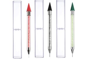 ZXUY Dual Ended Nail Rhinestones Picker Dotting Tools Nail Art Design Dotting Pen,DIY Nail Art Decoration Wax Tip Pencil for Gems Crystals Studs Beads (GN+BL+RD,3Pcs)