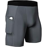 WRAGCFM Men's Athletic Compression Shorts with Pockets Running Workout Active Underwear