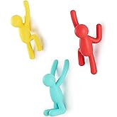 Umbra Buddy Wall Hooks – Decorative Wall Mounted Coat Hooks for Hanging Coats, Scarves, Bags, Purses, Backpacks, Towels and More, Set of 3, Red/Blue/Yellow