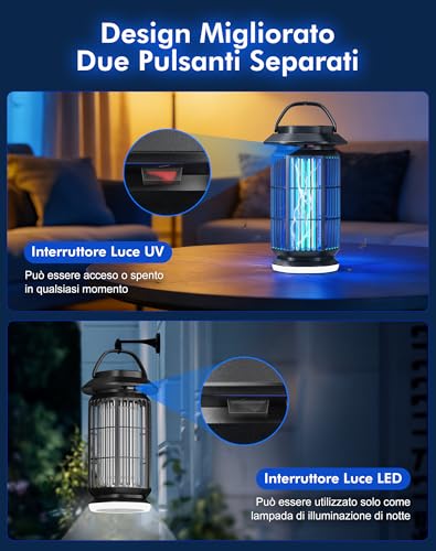 Mosquito Killer Lamp 4000V, Electric Mosquito Net 18W with Night Light, IPX4 Waterproof, Coverage Up to 100 m², Electric Mosquito Killer Indoor Outdoor Against Mosquitoes, Flies and Insects