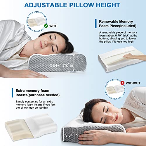 Elviros Cervical Memory Foam Pillow, Adjustable Orthopedic Contour Neck