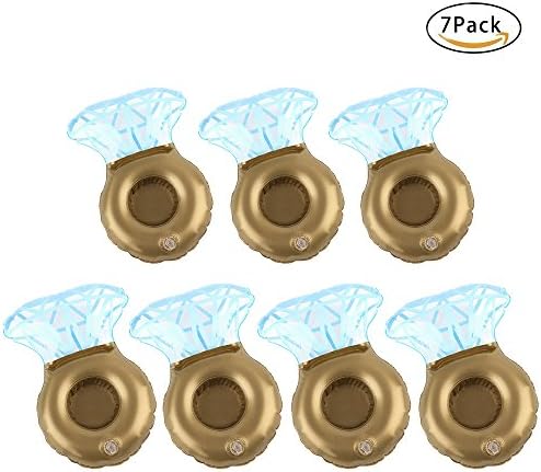 AHZZY Inflatable Diamond Pool Cup Holder Floats, 7Pack Bling Ring Water Float Beverage Cans, Cups, Bottles for Bachelorette or Engagement Parties