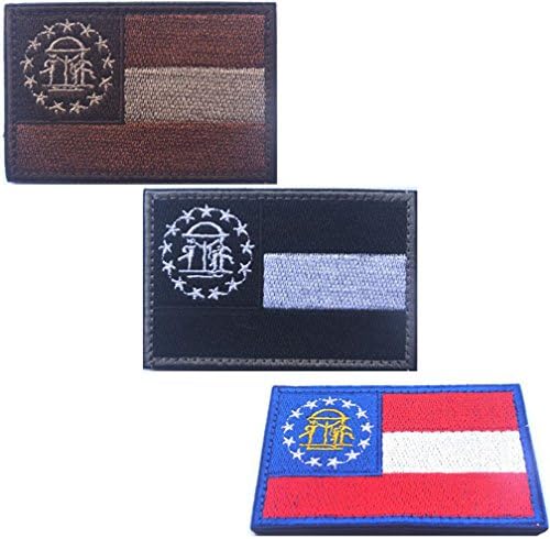 Velcro Hook Back USA GEORGIA State Flag Patch (3"x2", Color 15)