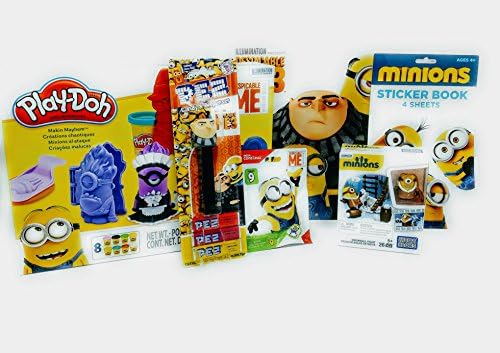 Minions Despicable Me Play Doh Kit Mega Bloks Snowball Fight and Despicable Me3 2018 Calendar and Pez Dispenser Plus 3 Candy Packs and Stickers and Mega Construx Mystery Pack