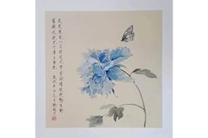 HMAYART KZ185 Hmay Pre-Mounted Soft Shikishi with Jingxian Raw Xuan Paper/Chinese Shikishi for Sumie Painting and Brush Calligraphy 10 Sheets (Square 33 cm, 12.99") (29)