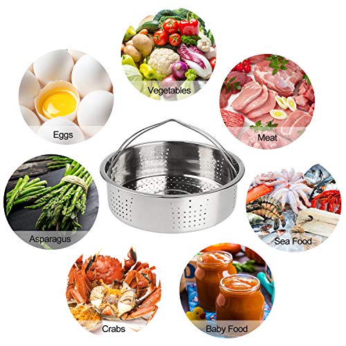 Instant Pot Accessories Set,8 in 1 Pressure Cooker Accessories Set for 5,6,8 Qt,with Steamer Basket, None-stick Springform Pan, Egg Bites Mold, Egg Steamer Rack, Dish Clip, Kitchen Tongs and so on