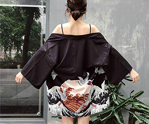 Kimonos Woman Japanese Kimono Cardigan Cosplay Shirt Blouse for Women Japanese Yukata Beach Kimono Q721,1,One Size
