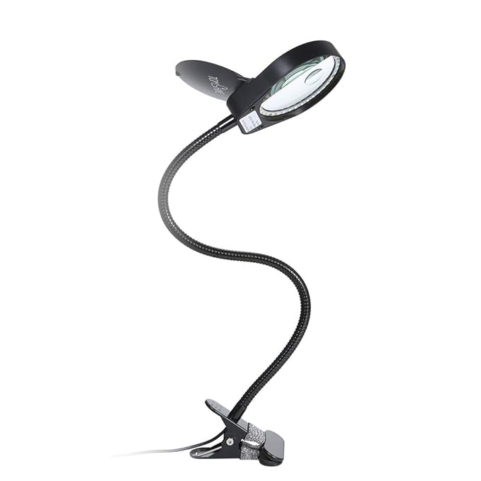 Docooler Tomshine LED 3X/10X Magnifier Glass with Clamp Clip Table Light Desk Lamp Magnifying Lens Design Illuminated Dimmable Brightness Adjustable Flexible Portable for Printing Machinery Carving