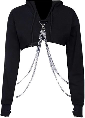 crop top hoodie with chains