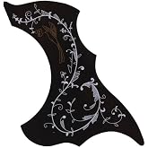 Black Self Adhesive Acoustic Guitar Pickguard Pick Guards Scratch Plate,Hummingbird and Water Shaped Self Adhesive, Cool Guitar Accessories Gifts Acoustic and Classical Guitar Parts(ZS379)