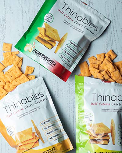 Thinables Baked Cheese Crisps: Cheese, Jalapeno Cheddar and Italian Four Cheese Variety pack, Low Net Carb, High Protein Crackers, High Fiber, Low Calorie, One (1) 6-ounce package of 3 flavor - Thumbnail 5