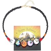 Gothic Bloody Imitation Pearl Strand Necklace for Women Gothic Punk Boo pumpkin Bat Beads Vampire Choker Men Halloween Cosplay Costume Jewelry Holiday Gifts