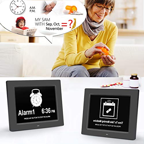 Pipishell Digital Calendar Alarm Day Clock with 8" Large Screen