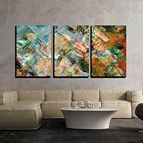 3 Piece Canvas Wall Art - Picture, Oil Paints: Abstract Background, Hand Paintings - Modern Home Art Stretched and Framed Ready to Hang - 16"x24"x3 Panels