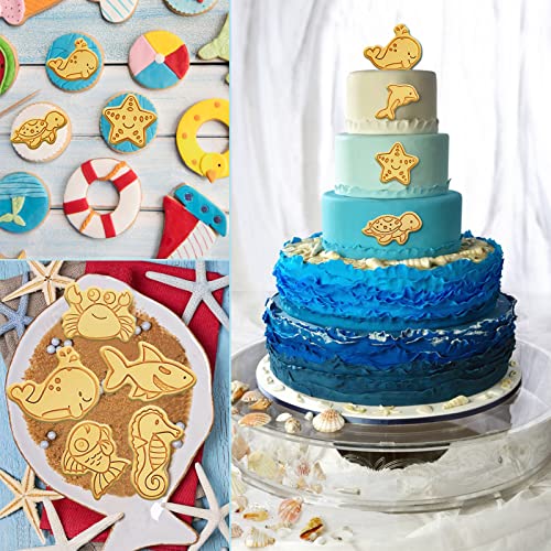 Ocean cookie cutters with plunger stamps set 8 piece see cookie cutters
