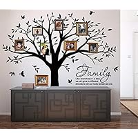 LUCKKYY Grant Family Tree Wall Decal with Family Like Branches on a Tree Quote Wall Decal Tree Wall Sticker (83" Wide x 83" high) (Black)