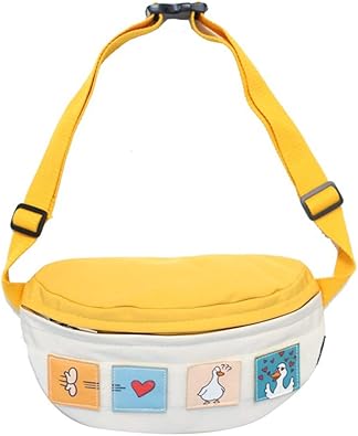 Amazon Puretinn ウエストポーチ 可愛い レディース 漫画落書き ボディバッグ 人気 防水 ヒップ パック 自転車 ランニング 登山 通勤 軽量 大容量 ショルダーバッグ イエロー シューズ バッグ