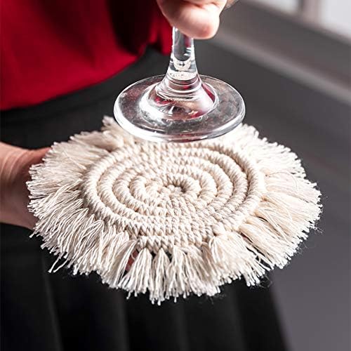FHOMEY Table mat Coasters Macrame Coaster Handmade Placemat For Dining Table Cotton Woven Bedside Kitchen Decoration Accessories