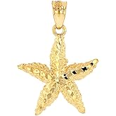 Sea Life Collection Solid 14k Yellow Gold Starfish Sea Star Pendant