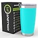 CHILLOUT LIFE 20 oz Stainless Steel Tumbler with Lid - Double Wall Vacuum Insulated Coffee Mug with Splash Proof Lid and Straw for Hot & Cold Drinks, Powder Coated Teal (1 Unit)