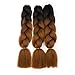 Forevery Braiding Hair 24” Jumbo Braids Color Braiding Hair 3PCS Braiding Hair Brown Jumbo Braiding Kenakalon Hair Braid Hair (3pcs, Black-Dark Brown)