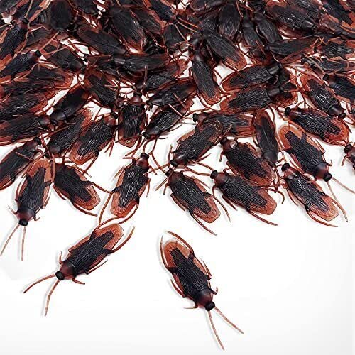 Ksquares Prank Fake Roaches, Favorite Trick Joke Toys Look Real, Scary Insects Realistic Plastic Bugs, Novelty Cockroach for Party, Christmas, Halloween (100 PCS)
