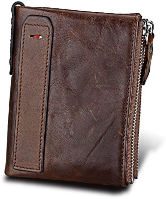 Klsyanyo for Men RFID Blocking Leather Hasp Wallets with Coin Purse Small Vintage Crazy Horse Leather Short Bifold Purse (Coffee)