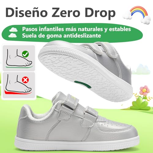 SAGUARO Zapatillas Barefoot Niños Niñas Zapatos Minimalistas Casual con Puntera Ancha Zero-Drop Cierre Autoadherente, Tallas EU 25-35