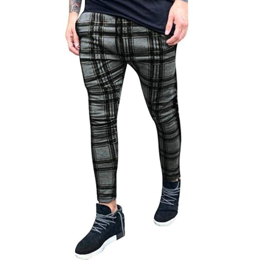 Tomatoa-Herren hosen Chino kariert Freizeithose Stretch Slim Fit Jogging Hosen Jogginghose Trainingshose Sporthose Sweatpants