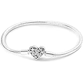 Parmuz 925 Sterling Silver Charm Bracelet for Woman Snake Chain Bracelet Star Moon Butterfly Cute Iconic Moments European Bracelet Jewelry Gift for Woman