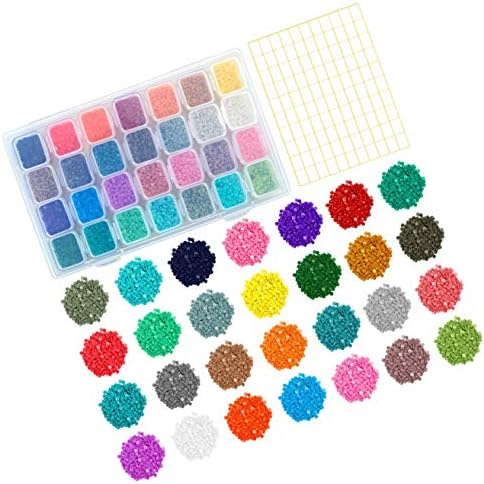 LuLyL 28 Colors Replacement Diamond Painting Diamonds with Adjustable 28 Grids Diamond Storage Boxes and 110 Pieces Marker Label for Missing Drills Replacement (Round Diamonds)