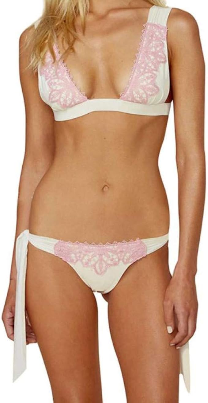 Qmino Neue Bikini Frauen Gut Aussehende Bandage Attraktive Spitze Gepolsterter Bh Strand Backless Halter Reinigen Badebekleidung Der Frauen Amazon De Bekleidung