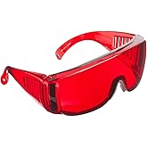 SafetyBlue Red Fit-Over Glasses that Block Blue & Green Light - Nighttime Eyewear Reduces Eye Strain/Fall Asleep Faster/Fitover Your Prescription Glasses/Unisex (Red Padded)