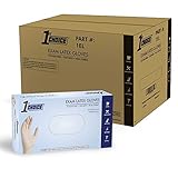 1st Choice 1ELM Ivory Latex Exam Powder Free Disposable Gloves (Case of 1000), 4 Mil, Medium