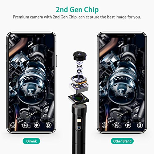 Oiiwak Wireless Endoscope Dual Lens Inspection Camera[2020 New Model], HD WiFi Borescope for iPhone Android Waterproof Semi-Rigid Snake Camera with Light(3.5m/11ft) - Thumbnail 4