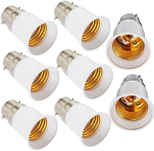 8-Pack B22 to E27 E26 Light Socket Adapter Converter Base for LED Light Bulb Lamp holder,B22 to E26 Medium Screw Light Holder Light Bulb Socket Maximum Wattage 250W