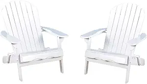 Christopher Knight Home Hanlee Folding Wood Adirondack Chairs, 2-Pcs Set, White
