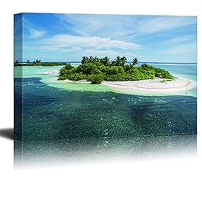 Canvas Wall Art - Single Island Standing Round by The Ocean - Giclee Print Gallery Wrap Modern Home Art Ready to Hang - 12x18 inches